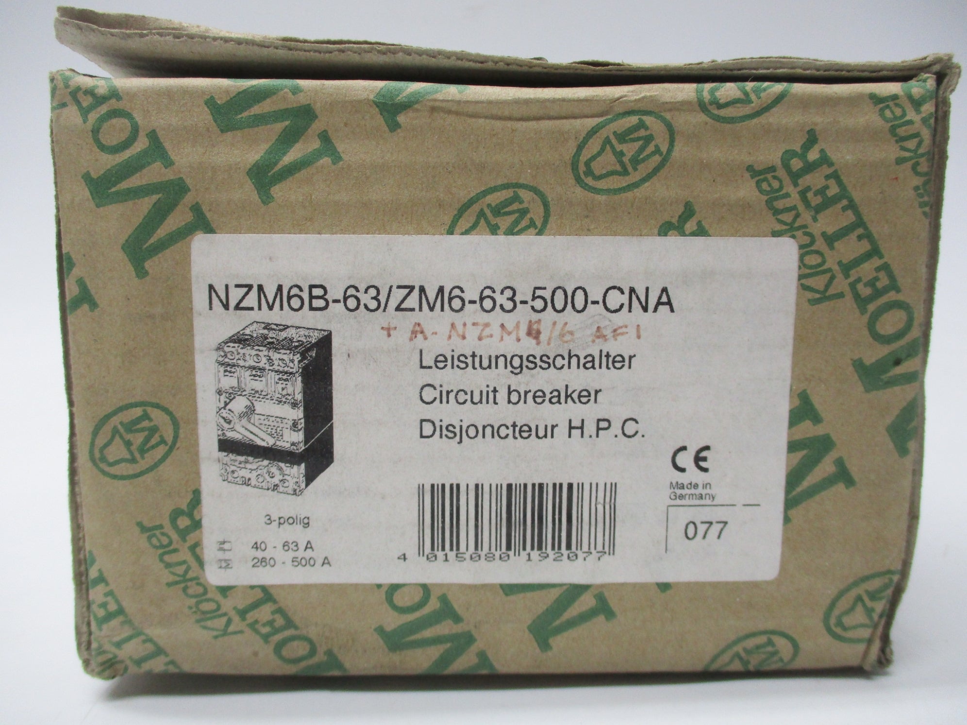 MOELLER NZM6B-63/ZM6-63-500-CNA 600VAC 63A NSMP