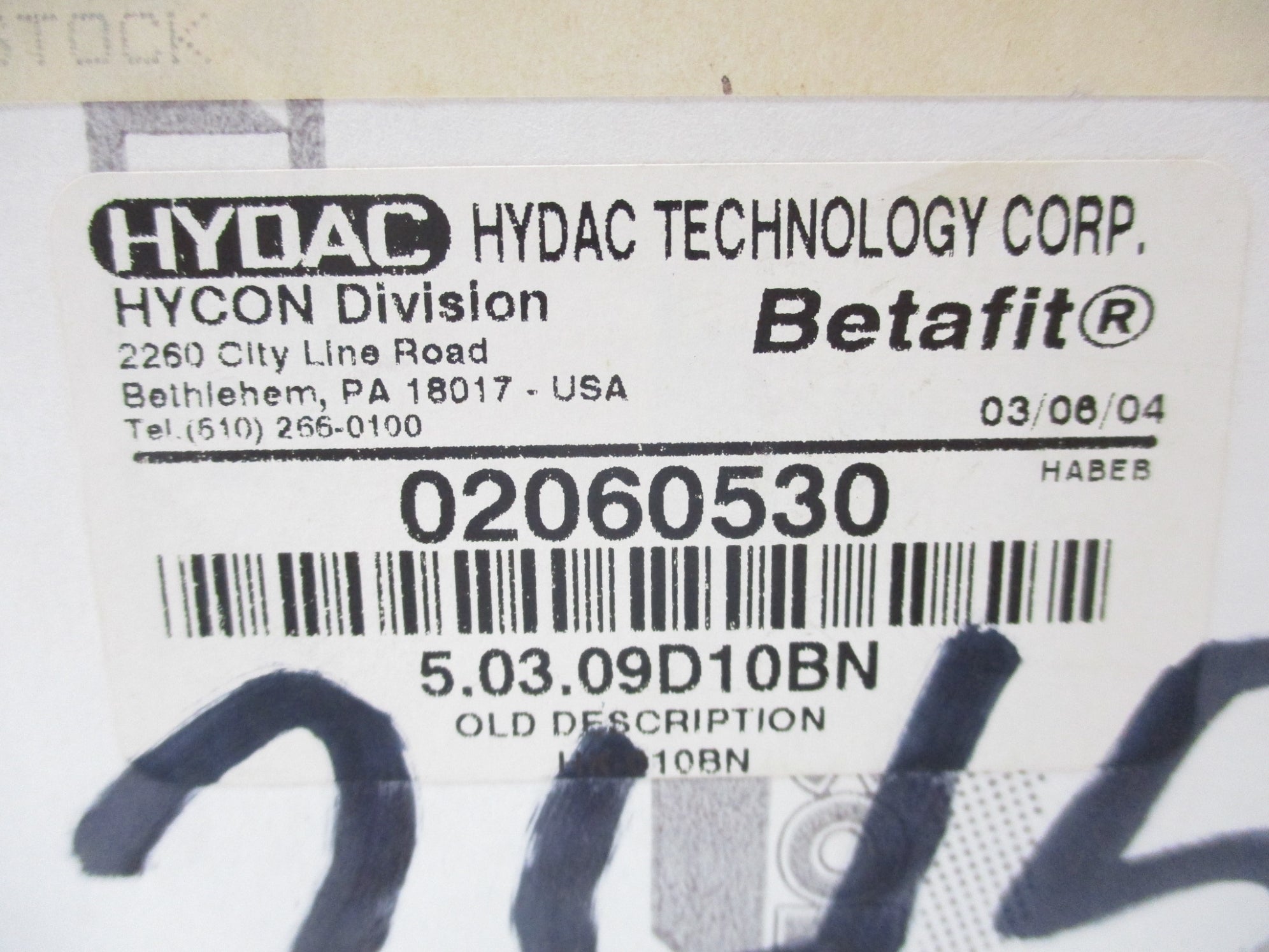 HYDAC 5.03.09D10BN NSMP
