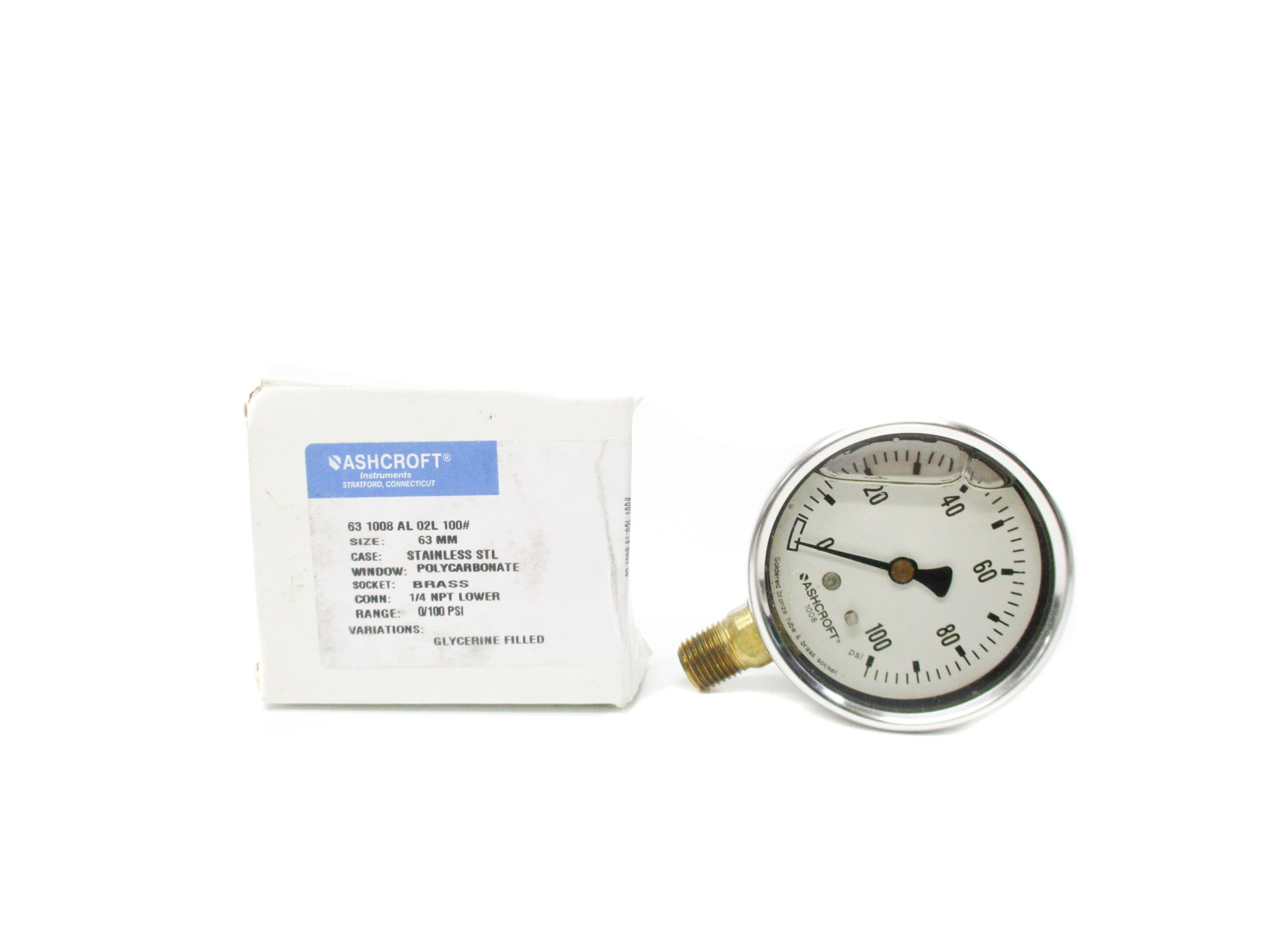 ASHCROFT 631008AL02L-100# 0-100PSI NSMP