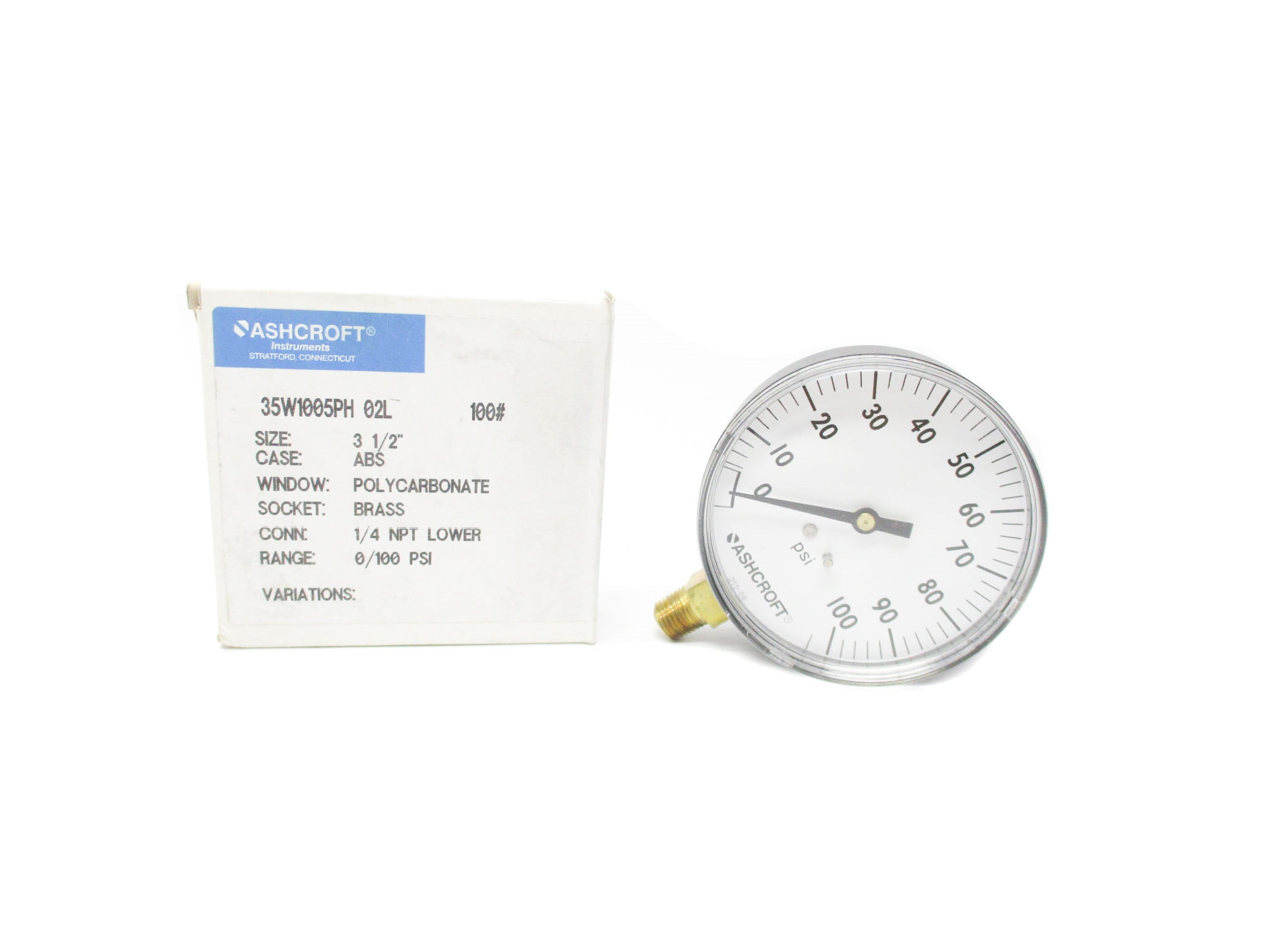 ASHCROFT 35W1005PH02L-100# 0-100PSI NSMP