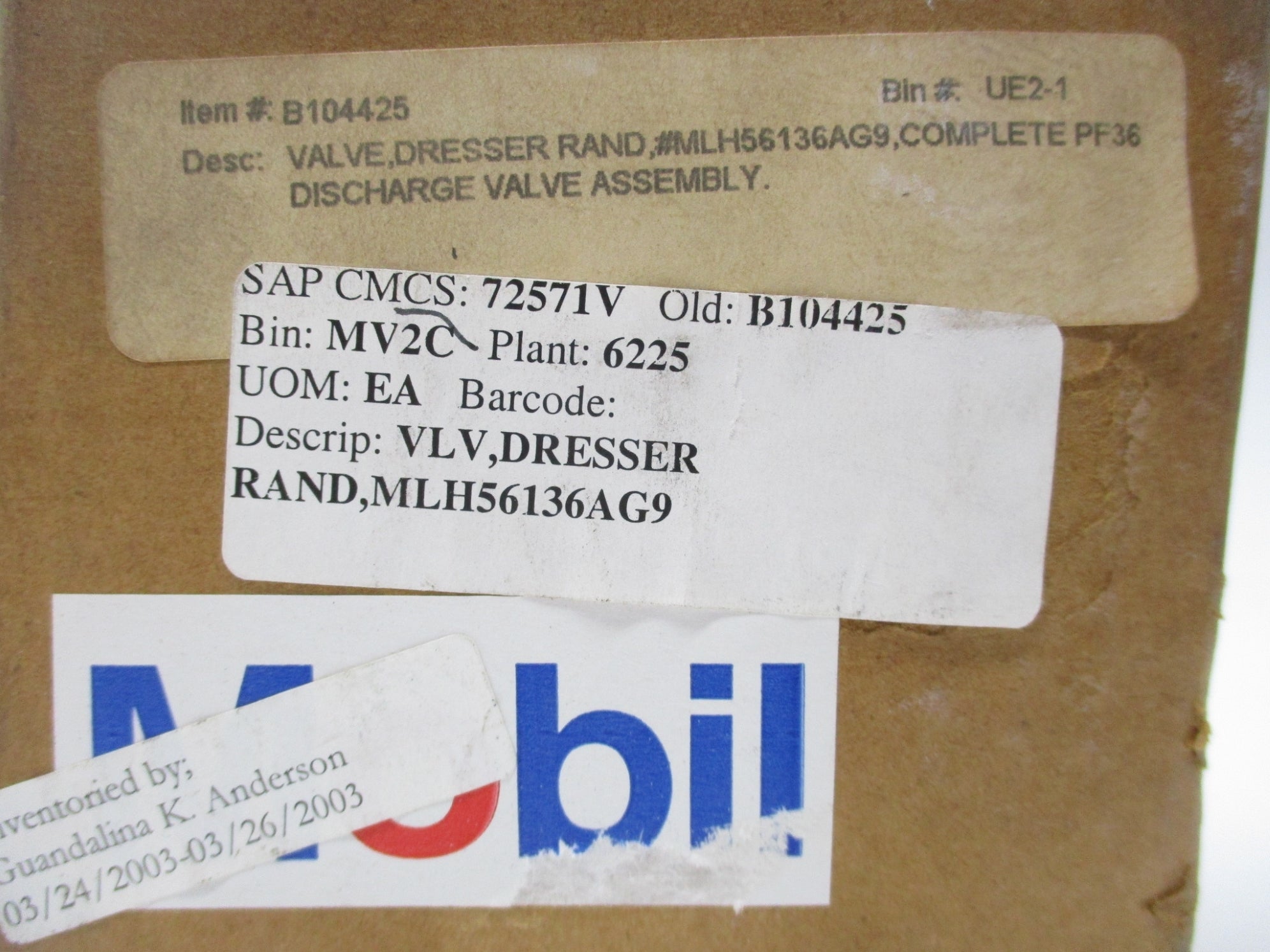 MOBIL MLH56136AG9 B104425 NSFS