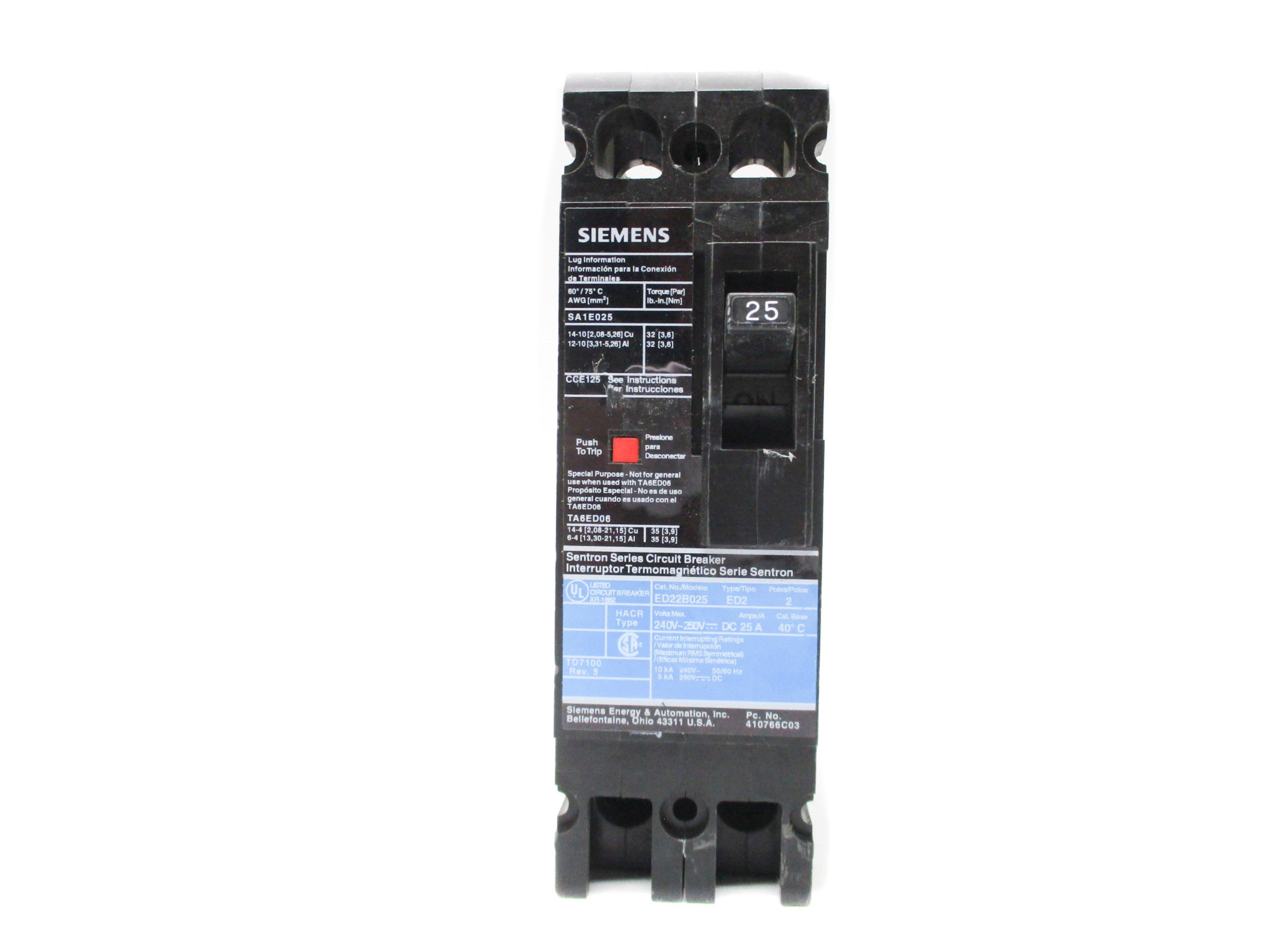 SIEMENS ED22B025 240-250VDC 25A (AS PICTURED) NSNP