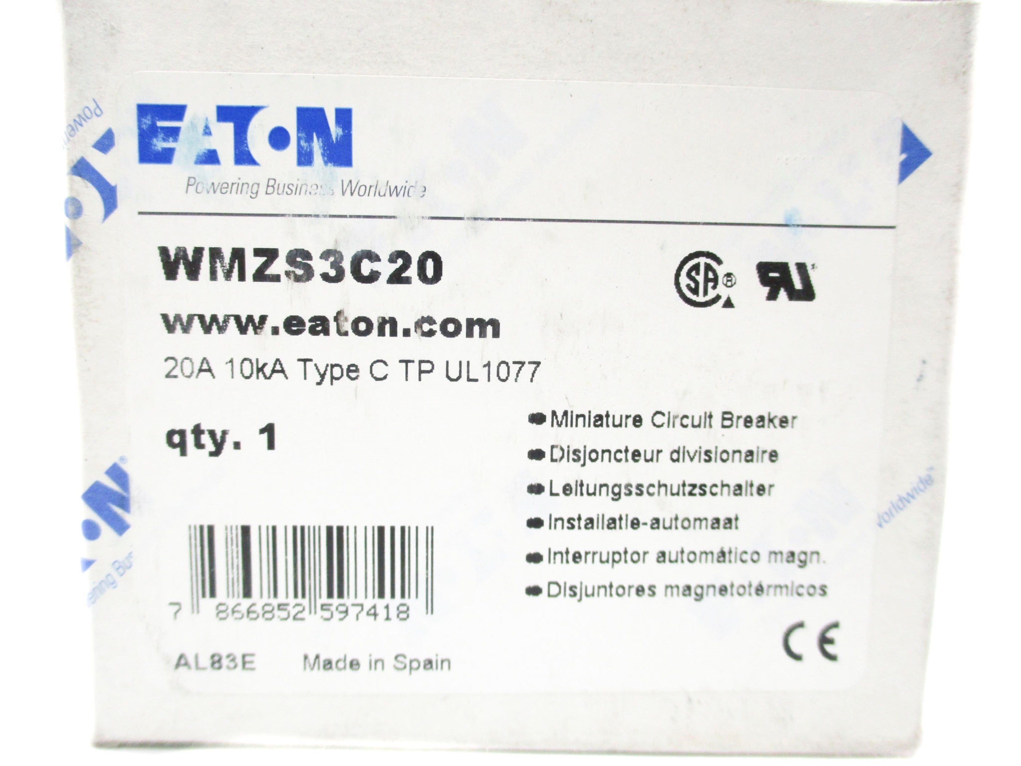 EATON WMZS3C20 277/480VAC 20A NSMP