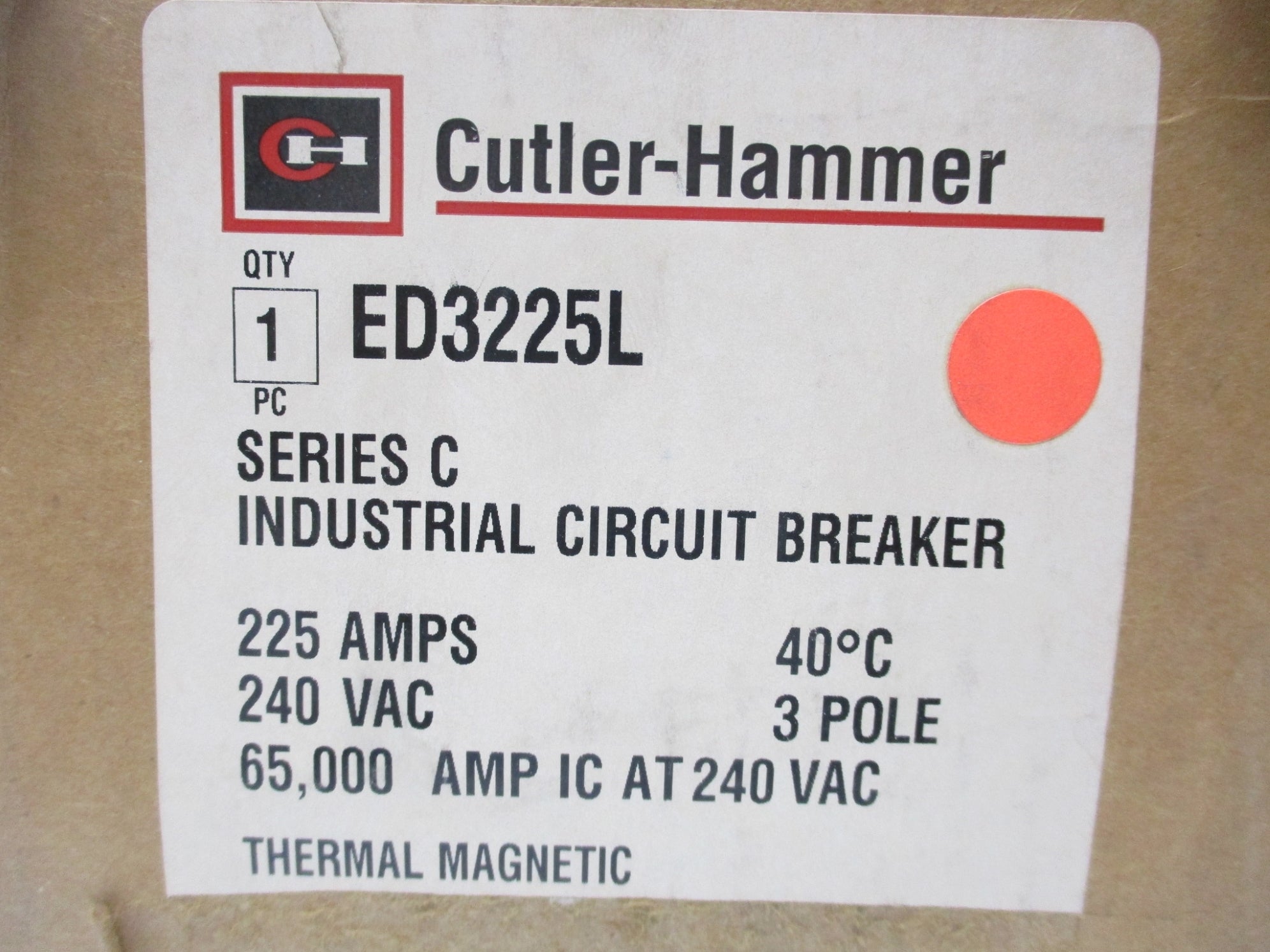 CUTLER HAMMER ED3225L SER.C 6627C71G54 240VAC 225A NSMP