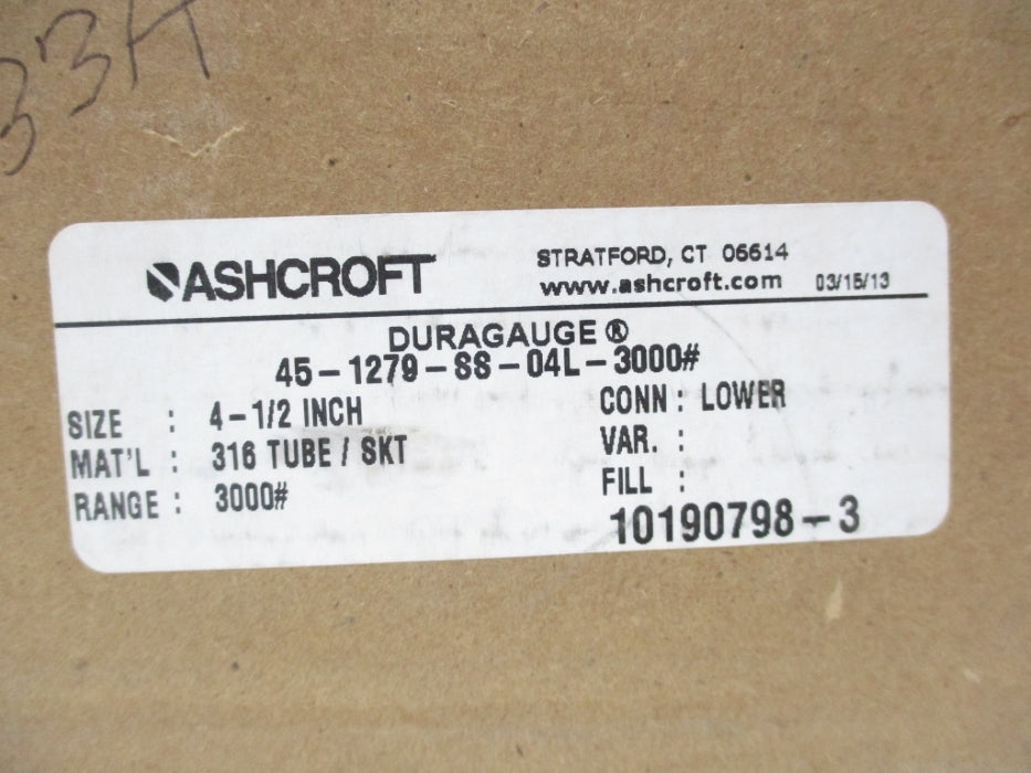 ASHCROFT 45-1279-SS-04L-3000# 0-3000 PSI NSMP