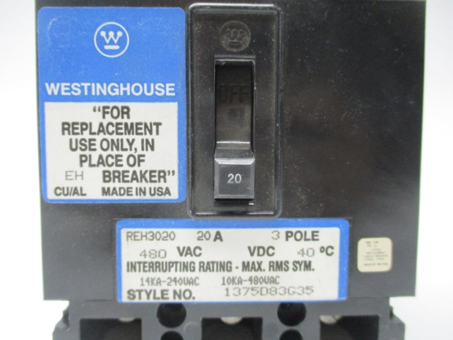 WESTINGHOUSE REH3020 20A 480VAC NSNP