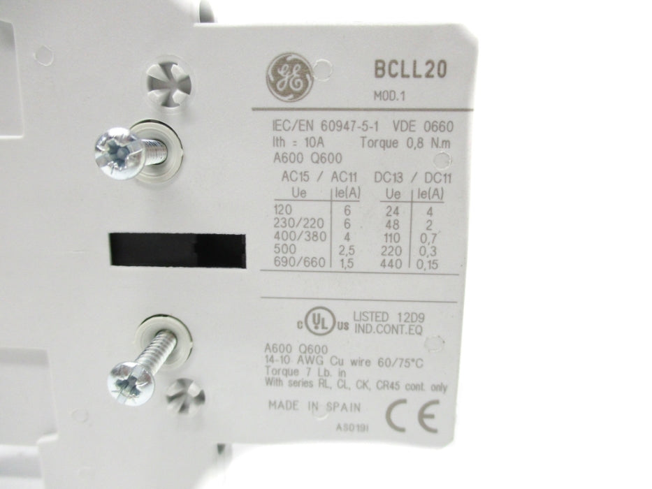 GENERAL ELECTRIC BCLL20 660V 1.5A NSNP