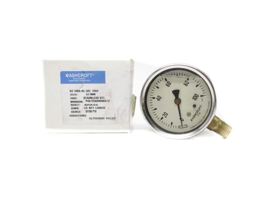 ASHCROFT 631008AL02L100# 0-100PSI 63MM NSMP