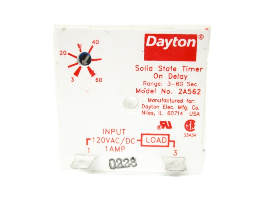 DAYTON 2A562 3-60SEC 120VAC NSMP