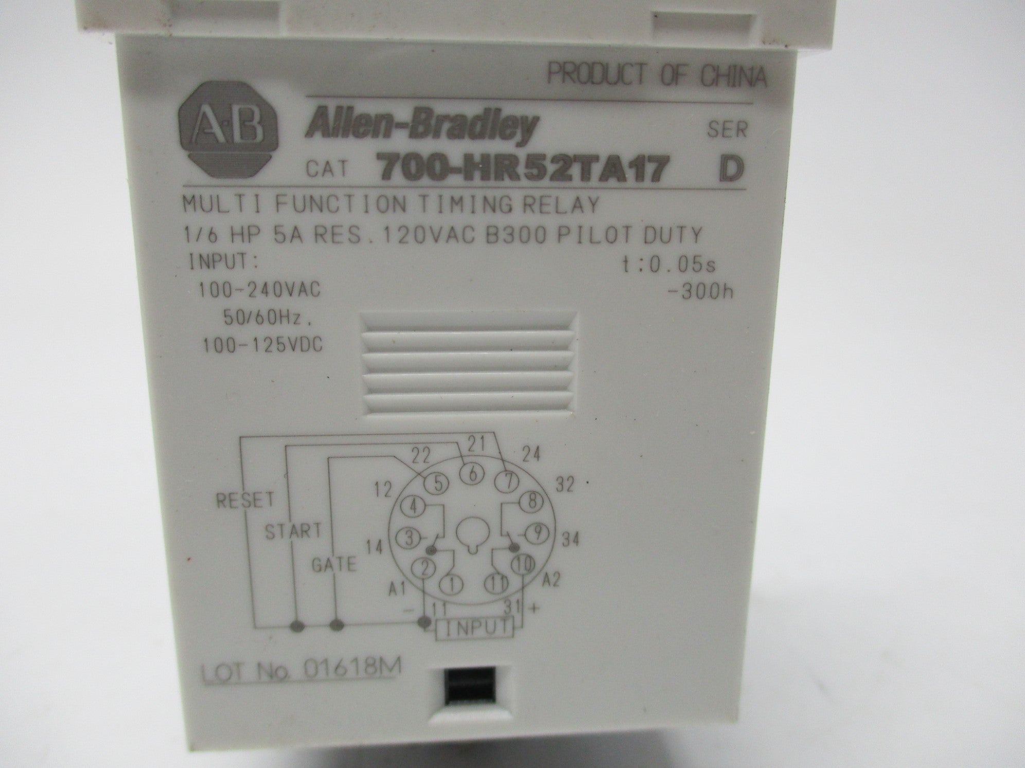 ALLEN BRADLEY 700-HR52TA17 SER. D 100-240VAC 0-1.2MIN NSNP