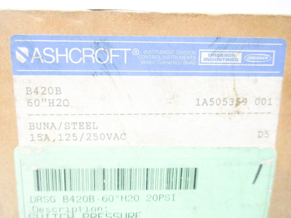 ASHCROFT B420B 125/250VAC 15A 60" H2O NSMP
