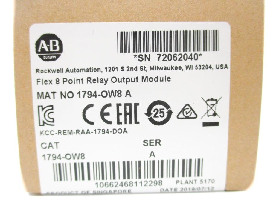 ALLEN BRADLEY 1794-OW8 SER. A DATE: 2019 NSFS