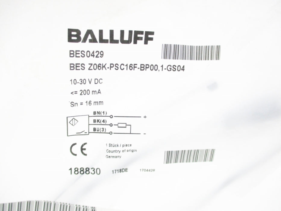 BALLUFF BESZ06K-PSC16F-BP00.1-GS04 BES0429 NSMP