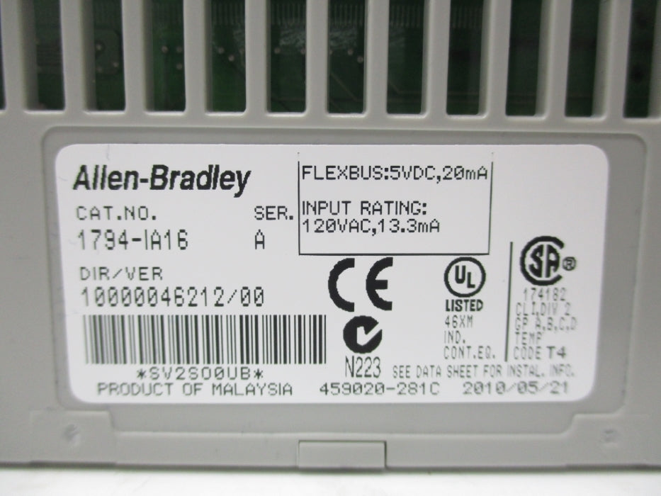 ALLEN BRADLEY 1794-IA16 SER. A 120VAC NSNP