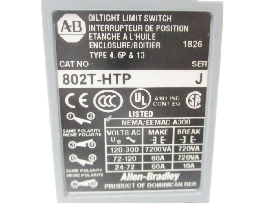 ALLEN BRADLEY 802T-HTP SER. J ( AS PICTURED) NSNP