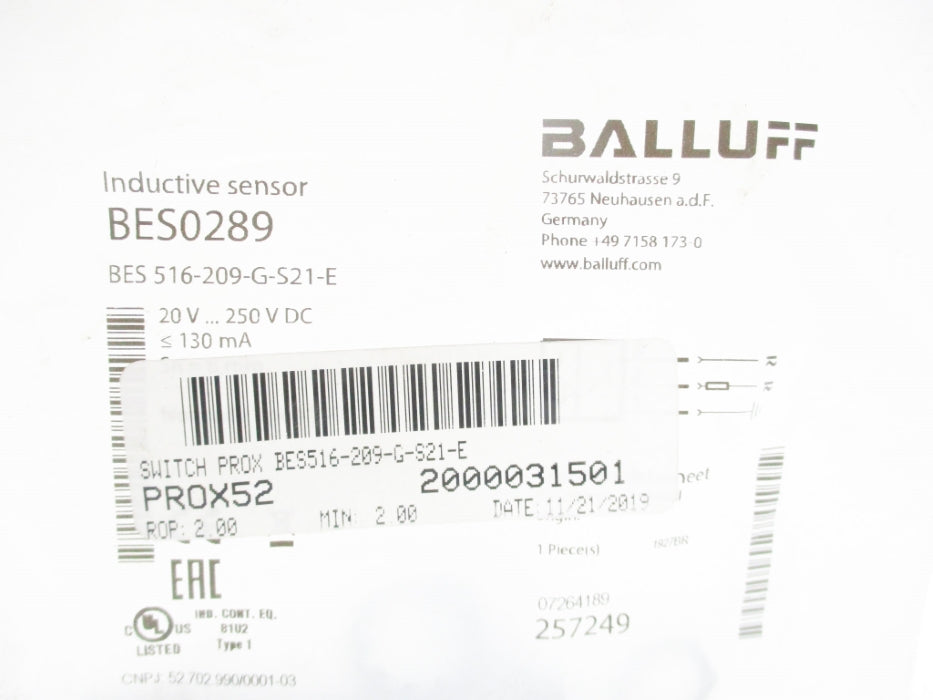 BALLUFF BES516-3022-G-E5-C-S49 BES0289 NSMP