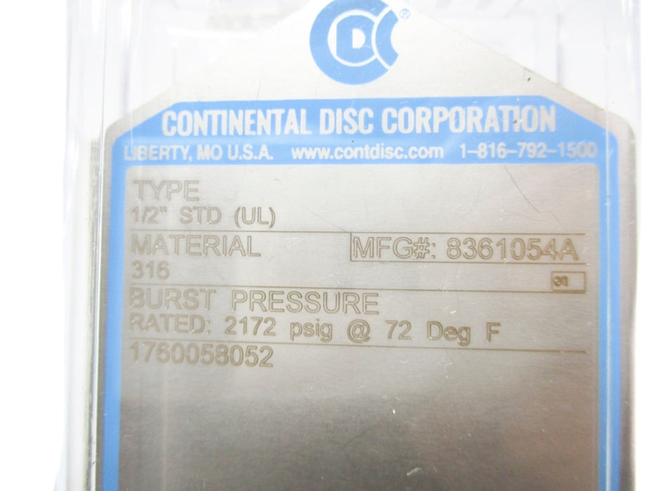 CONTINENTAL DISC CORPORATION 8361054A 2172PSIG NSMP