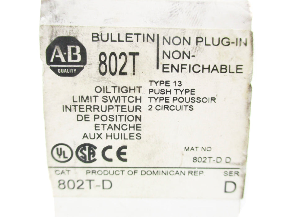 ALLEN BRADLEY 802T-D SER. D (AS PICTURED) (WH) NSMP