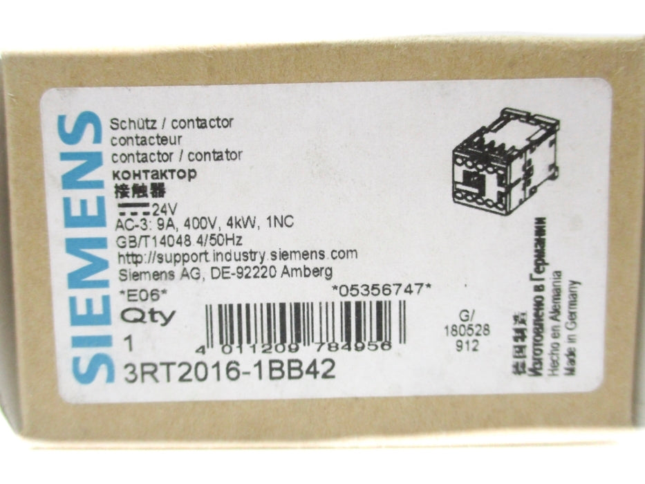 SIEMENS 3RT2016-1BB42 24VDC NSMP