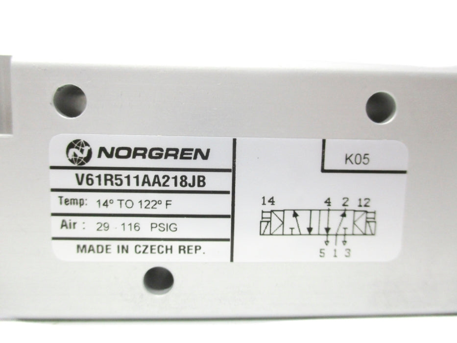 NORGREN V61R511AA218JB 120V 29-116PSI NSNP