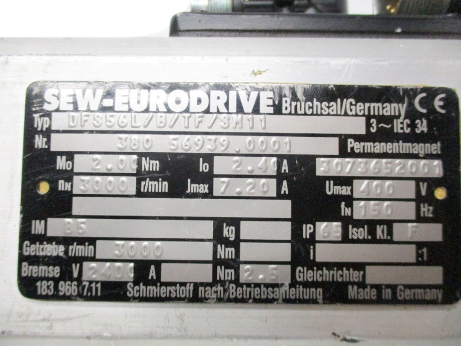 SEW EURODRIVE DFS56L/B/TF/SM11 (AS PICTURED) UNMP