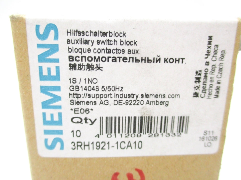 SIEMENS 3RH1921-1CA10 (PKG OF 10) NSMP