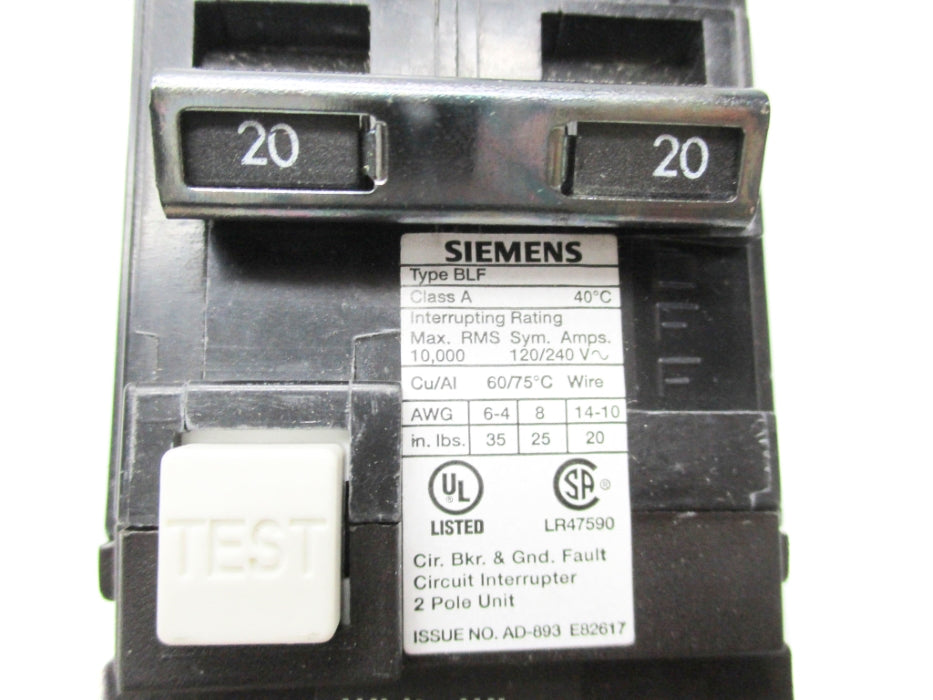 SIEMENS BLF220 20A 120/240VAC NSNP