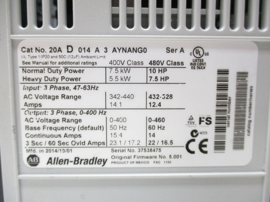 INDUSTRIAL SPARE PART 20AD014A3AYNANG0 SER. A NSMP