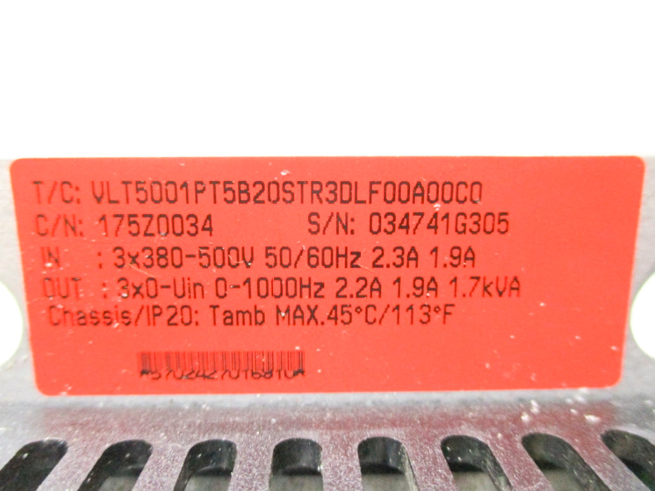 DANFOSS VLT5001PT5B20STR3DLF00A00C00 UNMP
