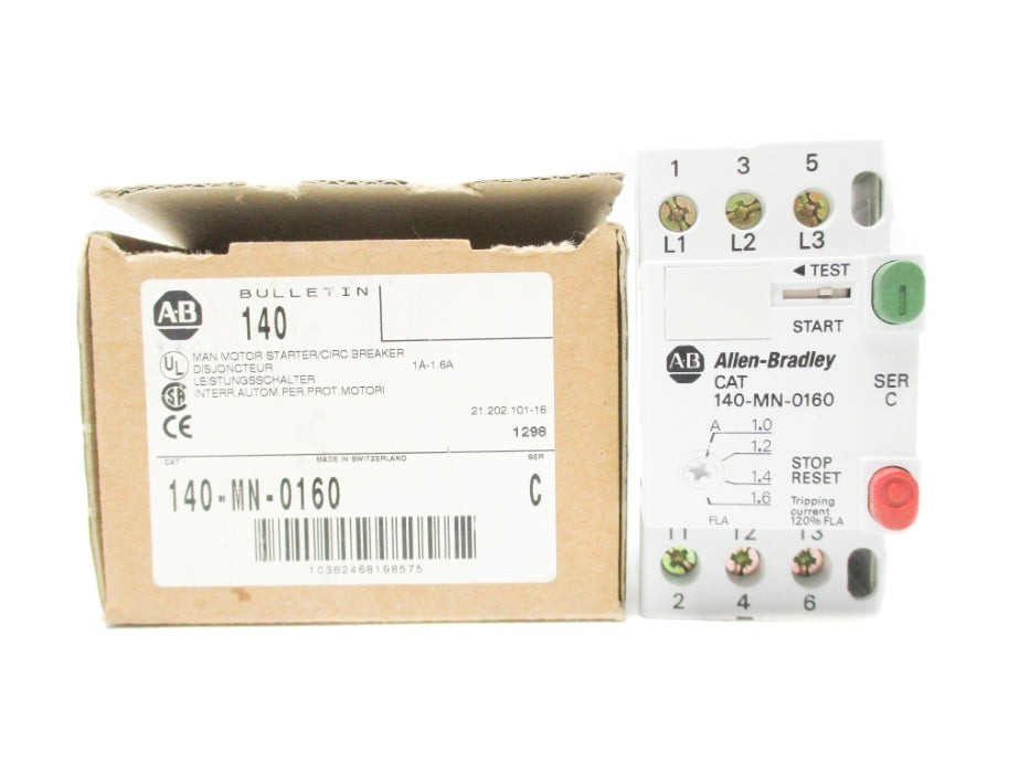 ALLEN BRADLEY 140-MN-0160 SER. C (AS PICTURED) (BR/WH) NSMP