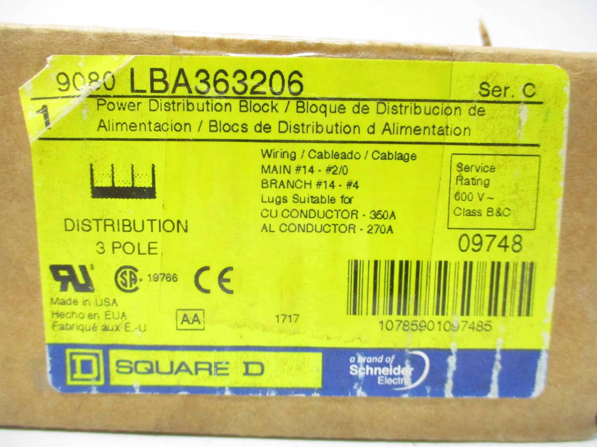 SQUARE D 9080LBA363206 SER. C NSMP