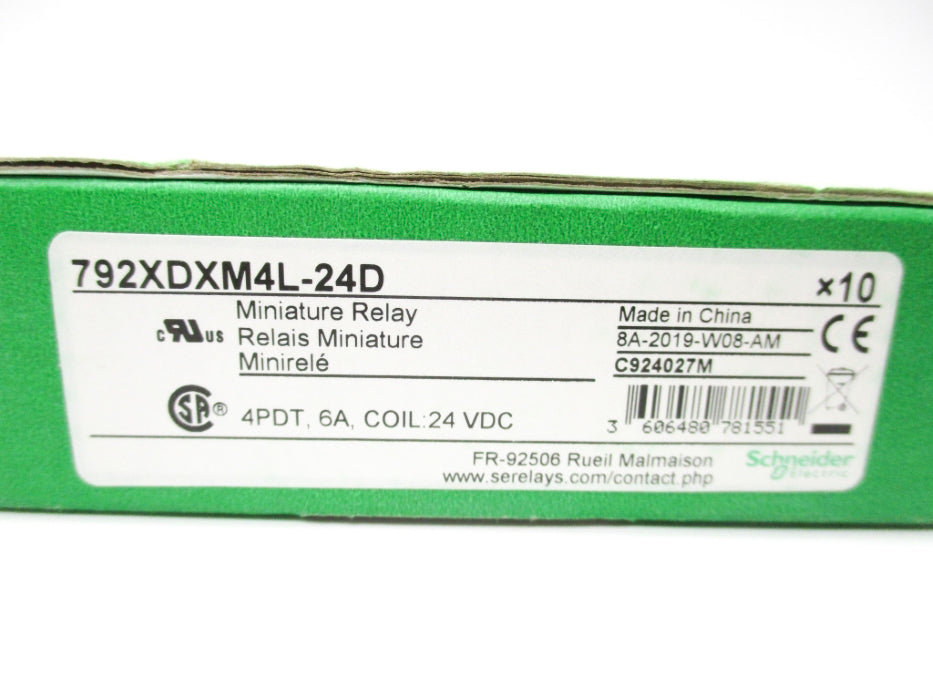 SCHNEIDER ELECTRIC 792XDXM4L-24D 24VDC 6A (PKG OF 10) NSMP
