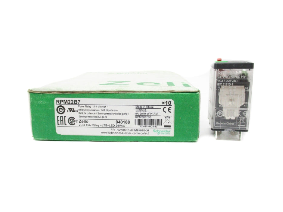 SCHNEIDER ELECTRIC RPM22B7 (PKG OF 10) 15A 24VDC NSMP