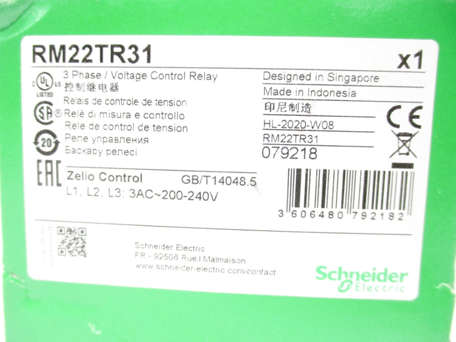 SCHNEIDER ELECTRIC RM22TR31 200-240V NSMP