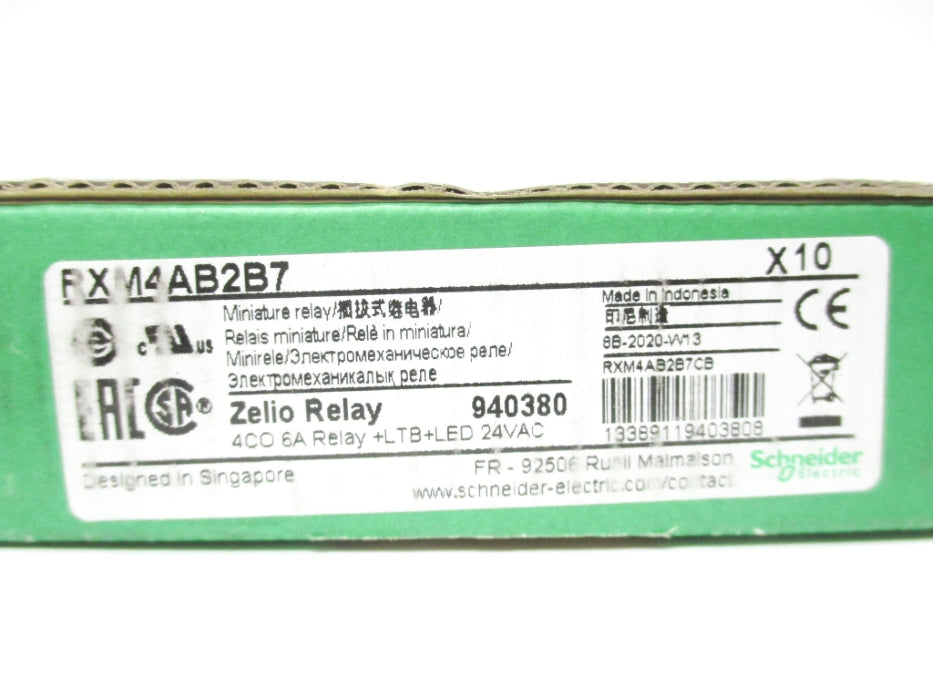 SCHNEIDER ELECTRIC RXM4AB2B7 6A 24VAC (PKG OF 10) NSMP