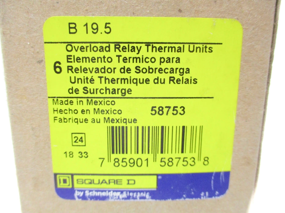 SQUARE D B19.5 (PKG OF 6) NSMP