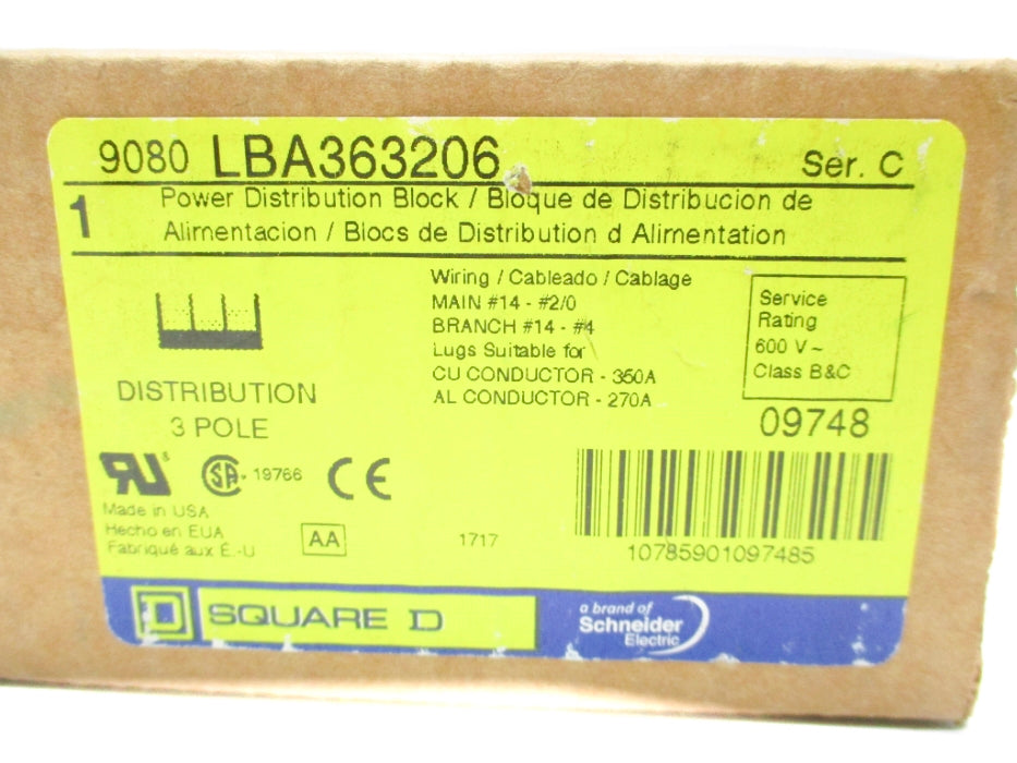 SQUARE D 9080LBA363206 SER. C NSMP