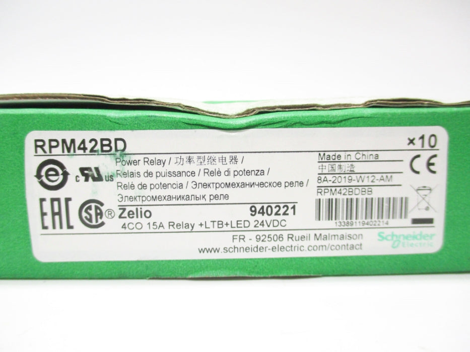 SCHNEIDER ELECTRIC RPM42BD 15A 24VDC (PKG OF 10) NSMP