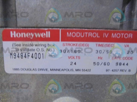HONEYWELL  M9484F4001  MODUTROL IV MOTOR * USED *