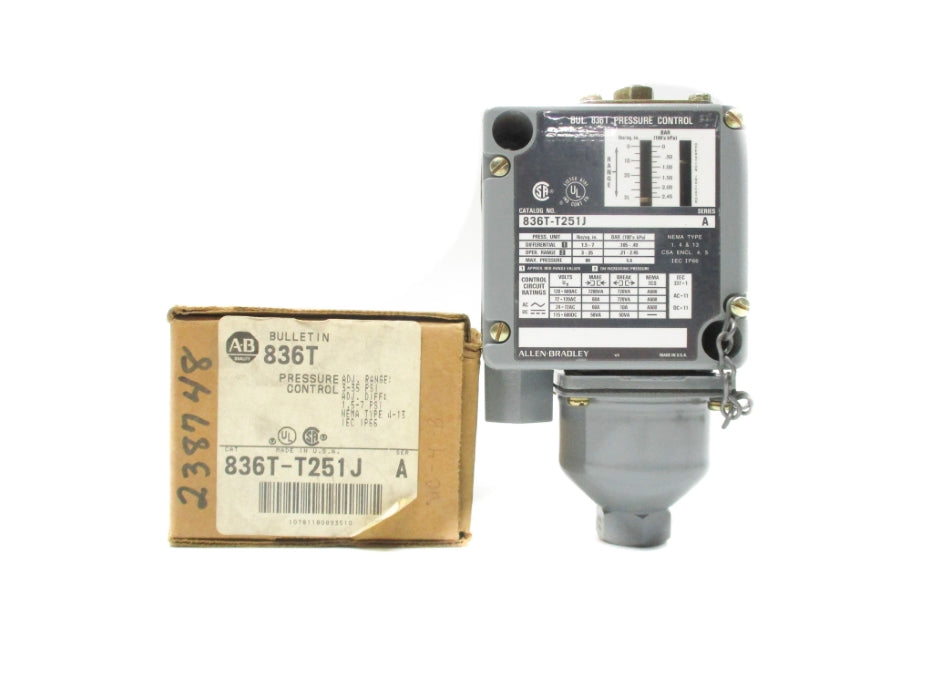 ALLEN BRADLEY 836T-T251J SER. A 600VAC 60A 3-35PSI (BR/WH) NSMP
