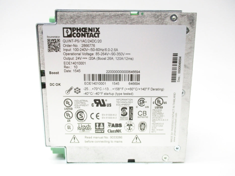 PHOENIX CONTACT QUINT-PS/1AC/24DC/20 UNMP