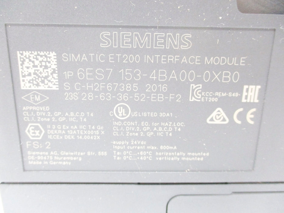 SIEMENS 6ES7153-4BA00-0XB0 (AS PICTURED) UNMP