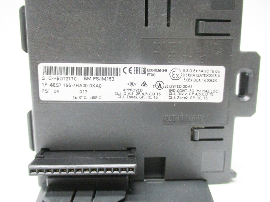 SIEMENS 6ES7195-7HA00-0XA0 (AS PICTURED) NSNP