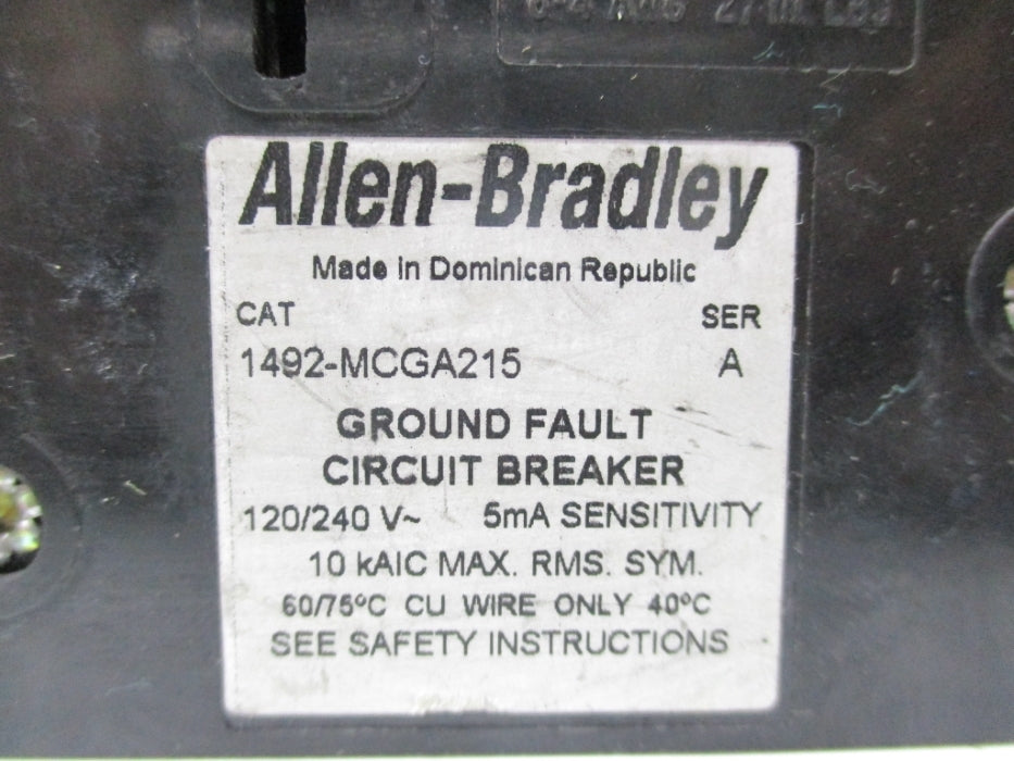 ALLEN BRADLEY 1492-MCGA215 SER. A 120/240V 15A UNMP
