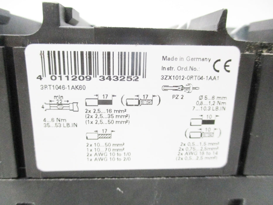 SIEMENS 3RT1046-1AK60 440V NSNP