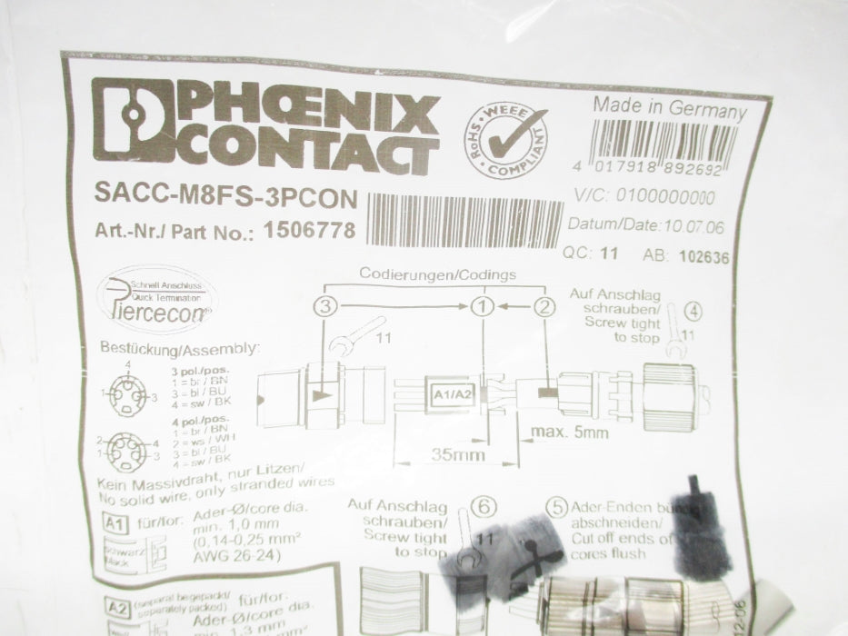 PHOENIX CONTACT SACC-M8FS-3PCON NSMP