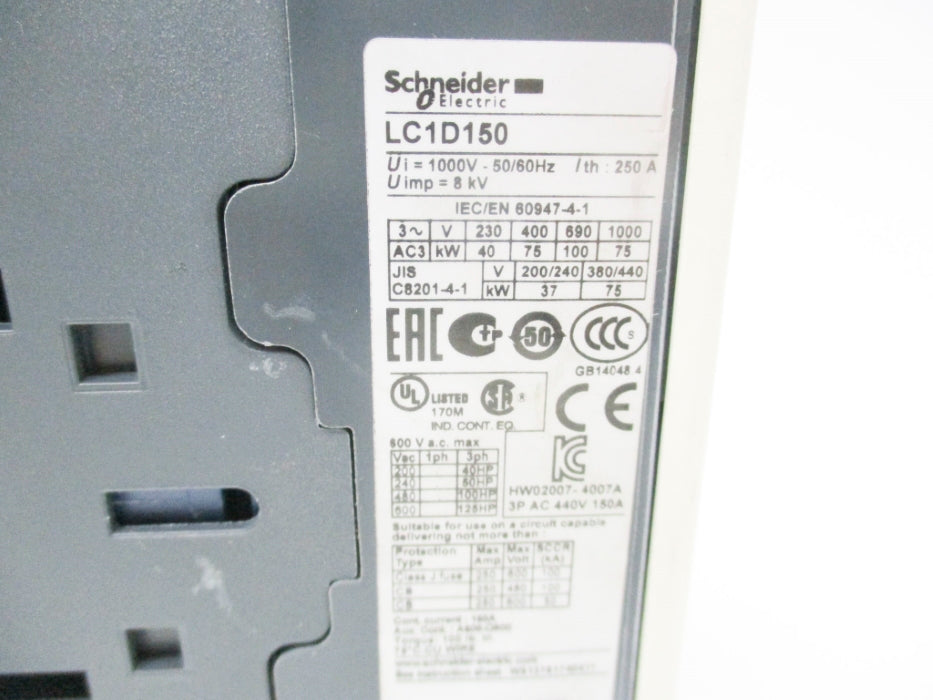 SCHNEIDER ELECTRIC LC1D150G7 120V 250A NSNP