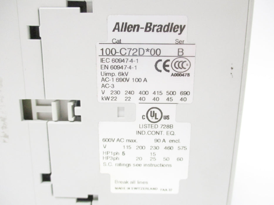 ALLEN BRADLEY 100-C72DJ00 SER. B 24VDC NSNP