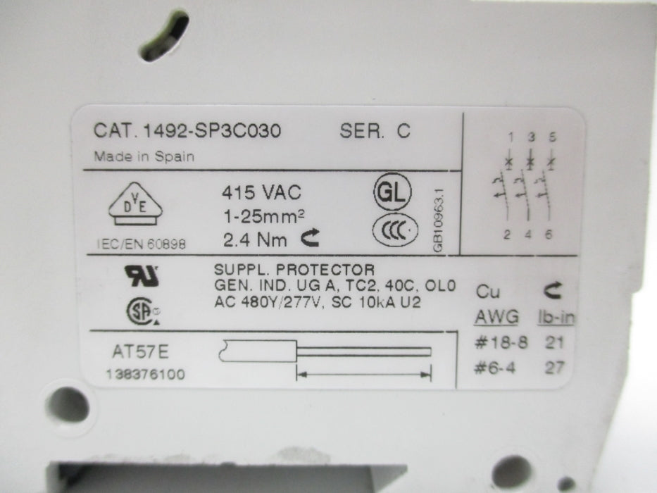 ALLEN BRADLEY 1492-SP3C030 SER. C 48V 23A UNMP