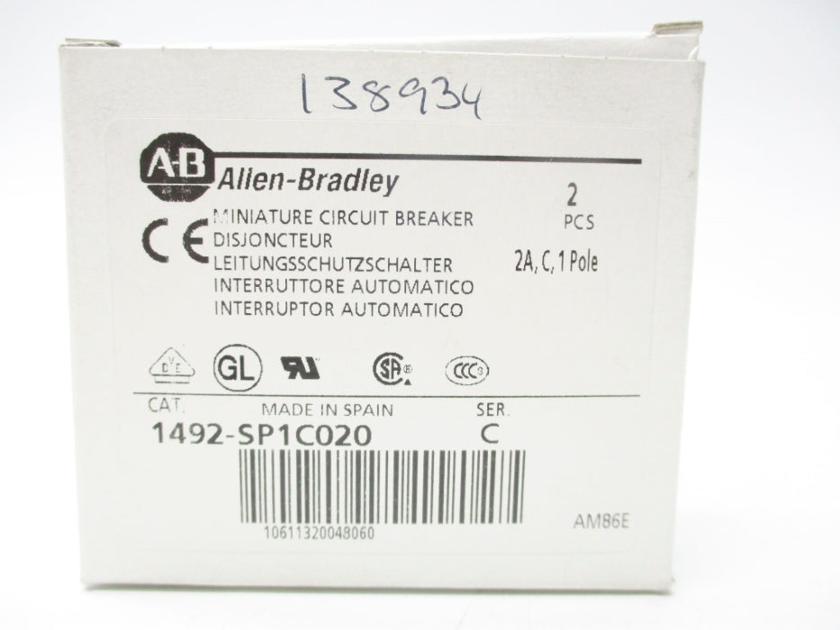 ALLEN BRADLEY 1492-SP1C020 SER. C 48V 2A (PKG OF 2) NSMP